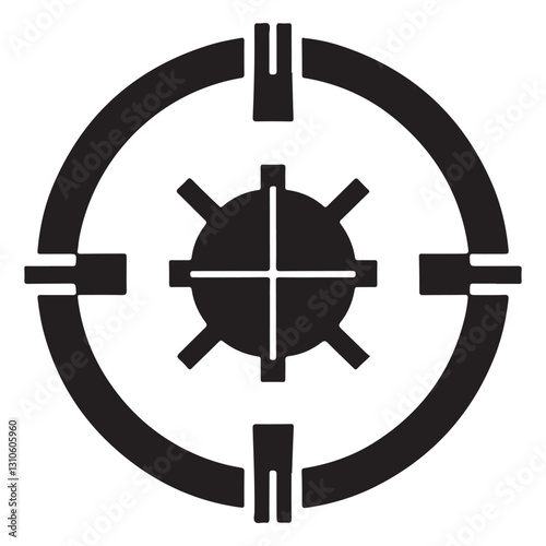 Detailed Silhouette Vector Sniper Scope Target for Precision Shooting
