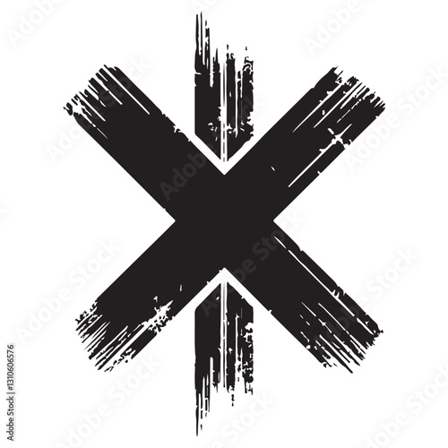Grungy X Mark Illustration Vector Symbol of Error or Failure
