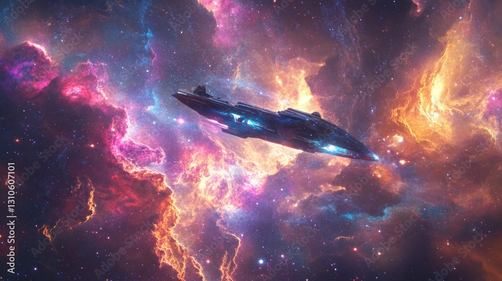 A dynamic scene featuring a toy spaceship soaring through a galaxy of vibrant nebulas --ar 16:9 --v 6.1 Job ID: e257c36c-fc36-4e9f-93ff-3de27efd303b A dynamic scene featuring a toy spaceship soaring through a galaxy of vibrant nebulas --ar 16:9 --v 6.1 Job ID: e257c36c-fc36-4e9f-93ff-3de27efd303b