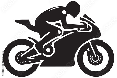 Silhouette of a Motorcycle Racing Rider Vector Design Template