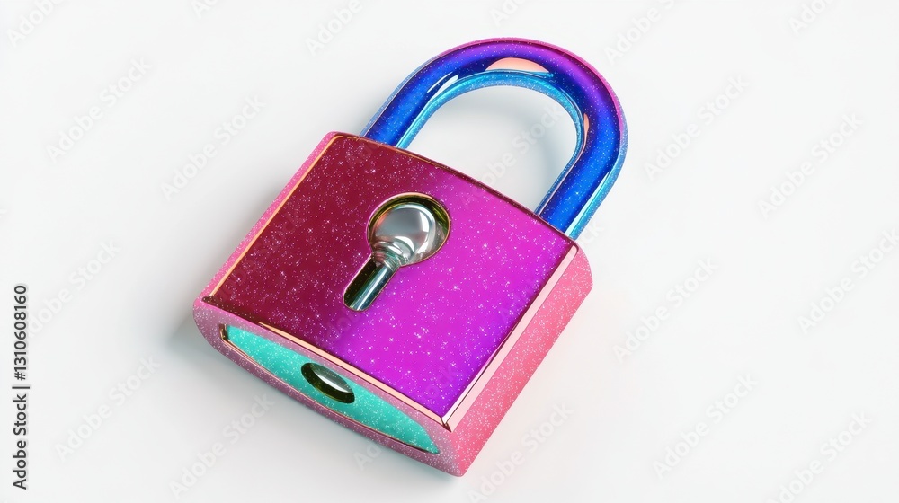 Colorful padlock with shiny finish on white background Colorful padlock with shiny finish on white background