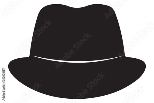 Black Fedora Hat Silhouette Vector Illustration Classic Style Icon