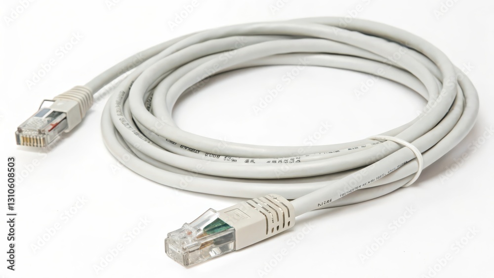 Gray Ethernet Cable on White Background Gray Ethernet Cable on White Background