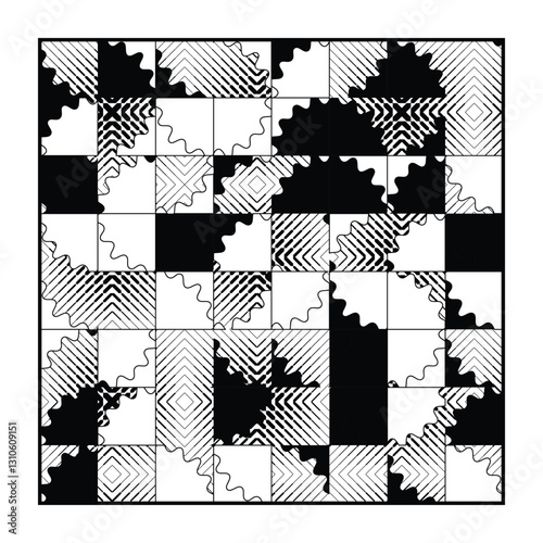 Creative Vector Art - Gear Blocks Series II - Item 13. A unique, original, completely random and unparalleled pattern design.