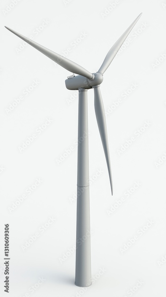 Sustainable wind turbine showcasing its modern design and functionality against a clean white background for energy Sustainable wind turbine showcasing its modern design and functionality against a clean white background for energy