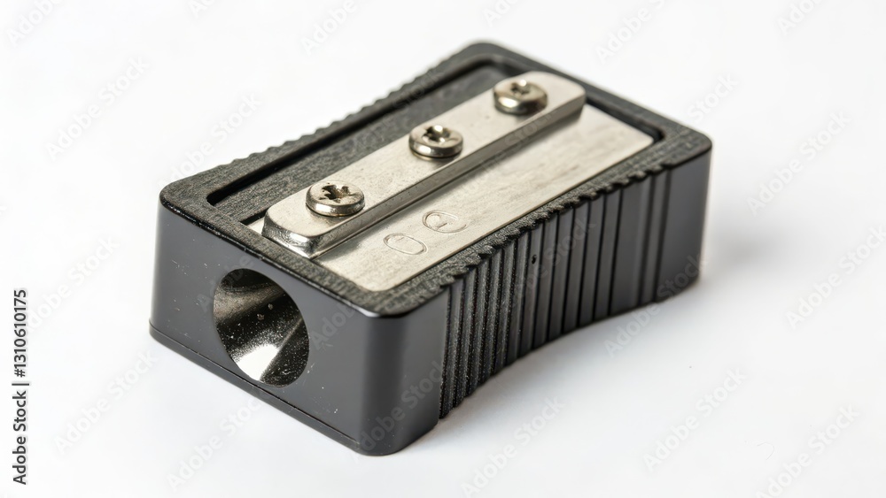 Black Pencil Sharpener on White Background Black Pencil Sharpener on White Background