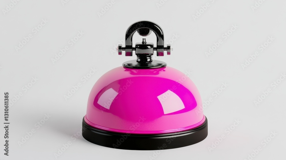 Vibrant Pink Service Bell on White Background for Hospitality Use Vibrant Pink Service Bell on White Background for Hospitality Use