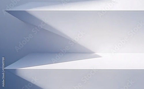 Minimalist Geometric Shelves Casting Soft Shadows in a Bright Contemporary Space
