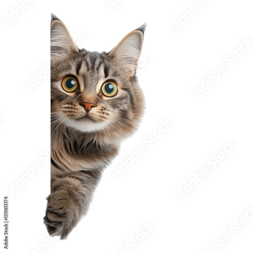 Curious Cat Peeking | Cute Furry Pet, Playful Expression
