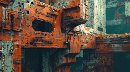 Futuristic Reinterpretation of Rusted Metal Structures and Textures