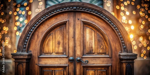 Classic Wooden Arch Door  Bokeh Background  PNG Image  High-Resolution   Architectural Photography  Wooden Doorway  Vintage Door  Archway   Entrance   Interior Design   Exterior Design