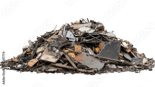 Old bricks are piled up on a transparent background.