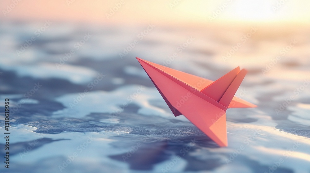 Conceptual 3D Rendering of Business Success with Paper Airplane Conceptual 3D Rendering of Business Success with Paper Airplane