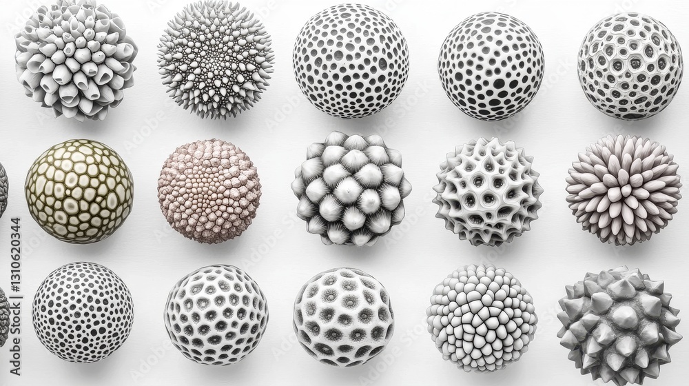 Abstract spheres, geometric shapes, white background Abstract spheres, geometric shapes, white background