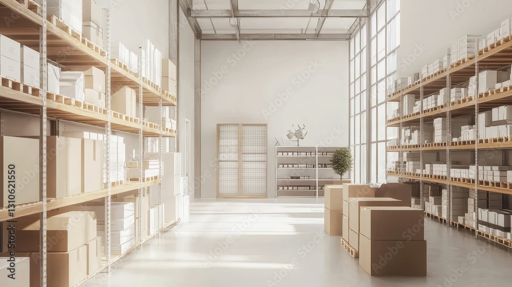 Bright Minimalist Distribution Center with Clean White Aesthetic Bright Minimalist Distribution Center with Clean White Aesthetic