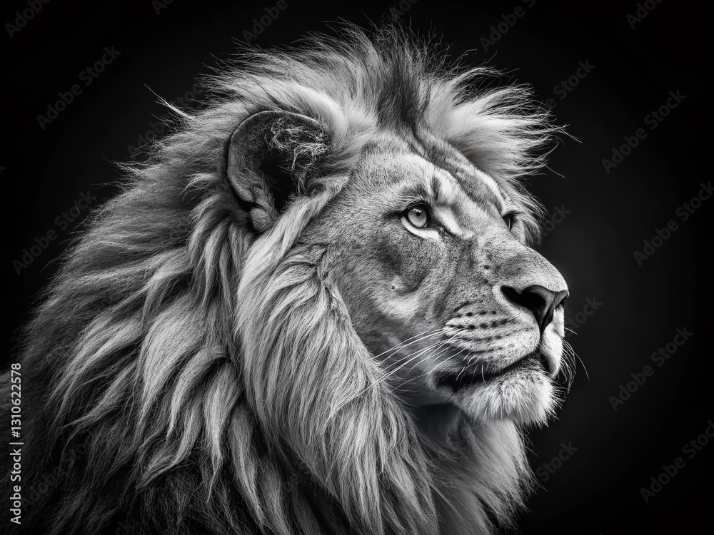 custom made wallpaper toronto digitalMajestic African Lion Profile Portrait: Dramatic Black & White King of the Jungle Stock Photo