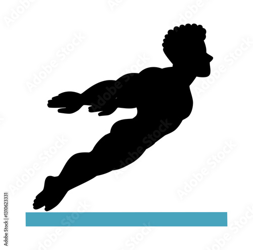 Cartoon Man Silhouette Swimming Vectors Illustration