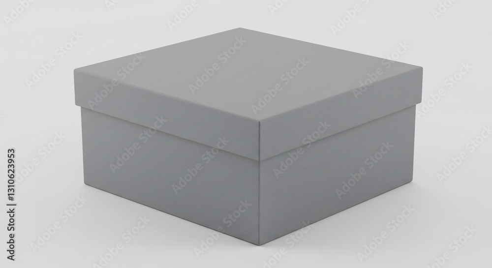 Simple Grey Gift Box Soft Light Studio Shot. AI Generated