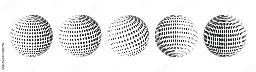 Fototapeta premium oval globe halftone set
