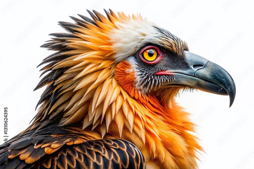 Majestic Bearded Vulture Isolated on White, High-Resolution Wildlife Stock Photo Majestic Bearded Vulture Isolated on White, High-Resolution Wildlife Stock Photo