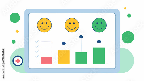 Profit and Loss Summary A simplified ledger or digital dashboard showing a summary of profits and losses for the day with visual indicators like smileys or thumbs updown.