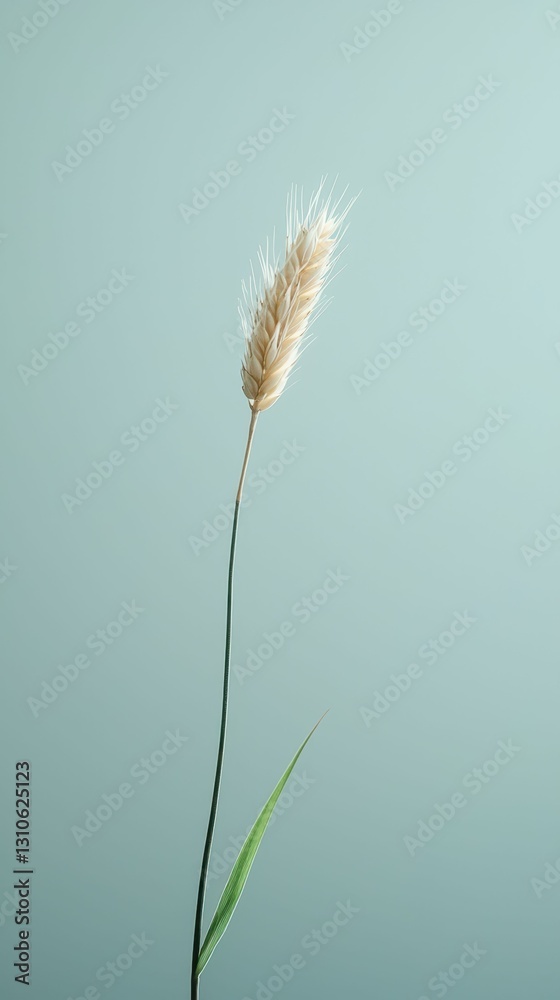 Minimalist Rural Scene Featuring a Single Prominent Wheat Stem Minimalist Rural Scene Featuring a Single Prominent Wheat Stem