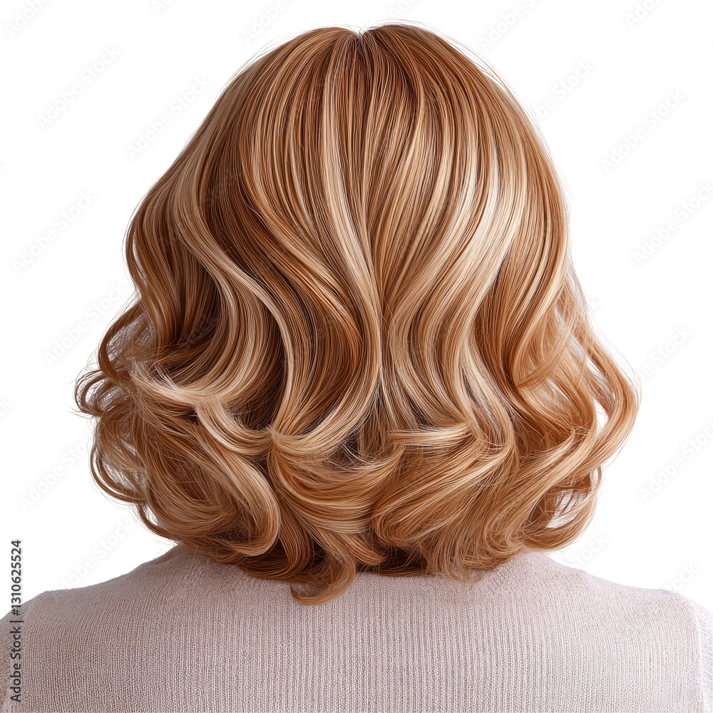 Naklejka premium Wavy Bob Hairstyle On Blonde Woman. Back View