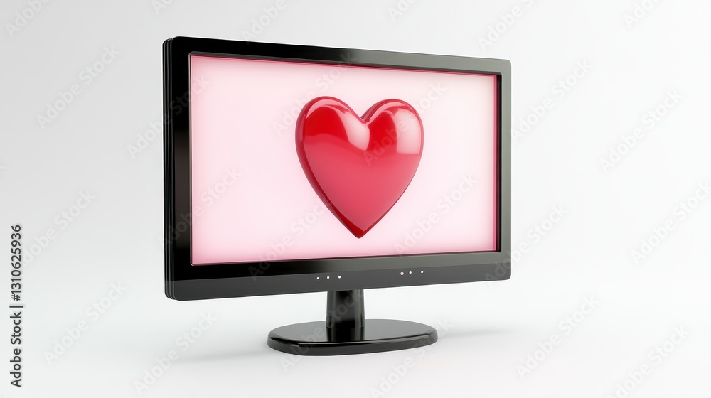 Heart Symbol on Monitor Displaying Love and Affection Concept Heart Symbol on Monitor Displaying Love and Affection Concept