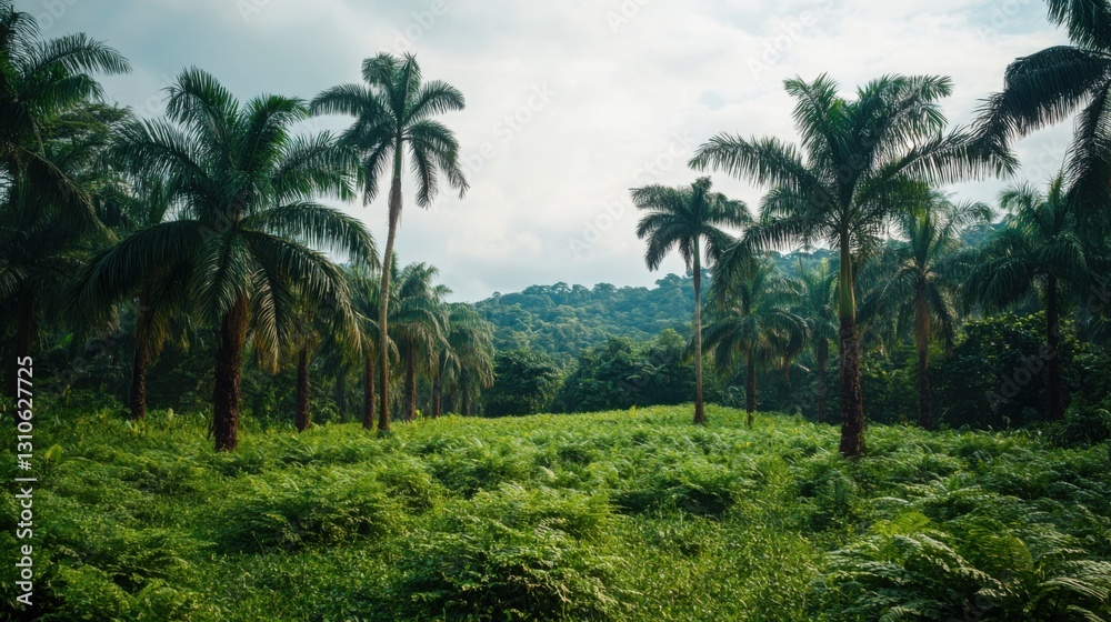 A lush green jungle environment showcasing the natural beauty and diversity of a cacao plantation surrounded by nature A lush green jungle environment showcasing the natural beauty and diversity of a cacao plantation surrounded by nature