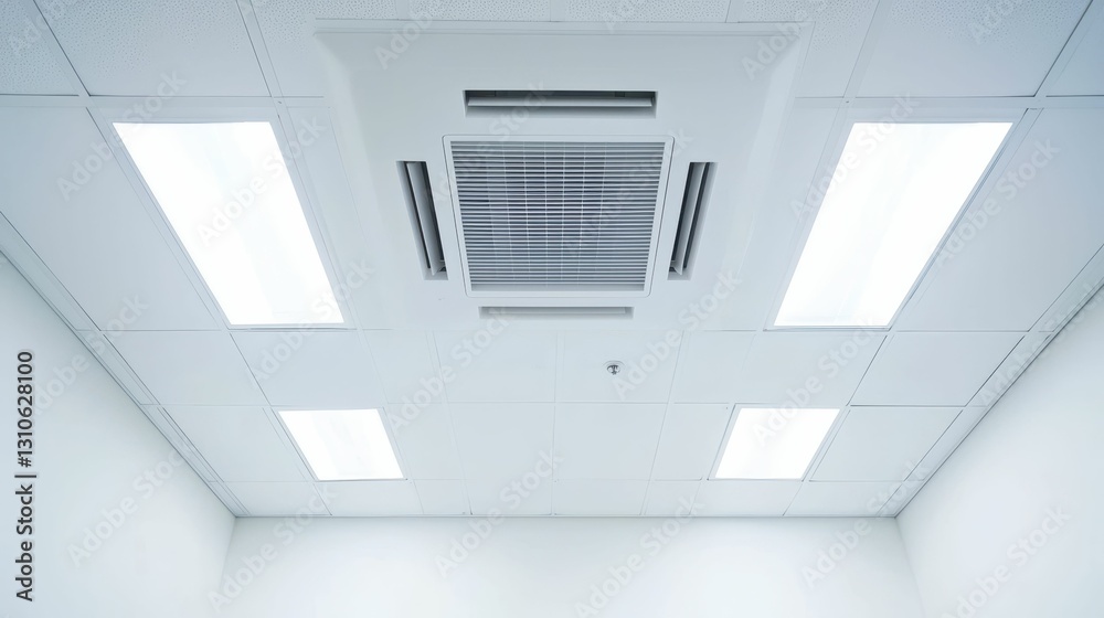 Fototapeta premium Modern Minimalist Workspace with Discreet Air Conditioning Design