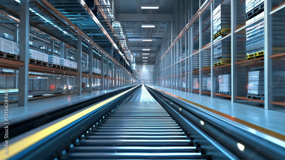 Modern Design of Warehouse Distribution Center with Storage Aisles Modern Design of Warehouse Distribution Center with Storage Aisles