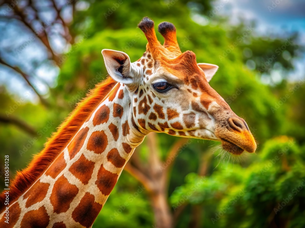Majestic Giraffe Neck Close-Up: Wildlife Photography with Rule of Thirds Composition Majestic Giraffe Neck Close-Up: Wildlife Photography with Rule of Thirds Composition