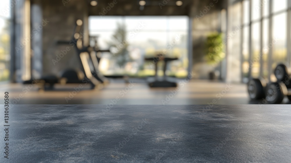 Obraz premium Modern gym interior with fitness equipment and natural light