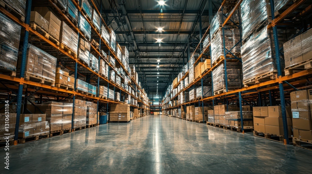 Fototapeta premium Dramatic Modern Warehouse Interior Design with Light Interplay