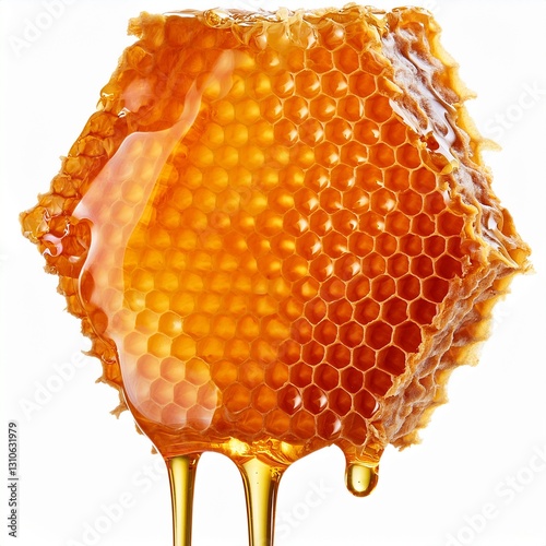 Bright Honeycomb with Thick Honey Flowing