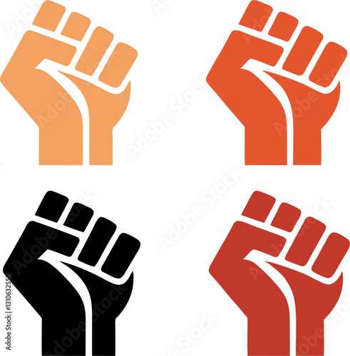 Bold raised fist symbol representing power, unity, and activism in a modern vector design