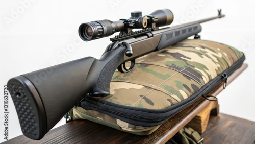 Rifle, Scope, Camo-Bag, White-Background