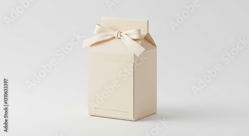 Creamy Carton Gift Box Soft Light Minimalist Design. AI Generated