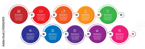 Simple circle infographic business with lines contains 10 steps with different icons. Good for your business presentation