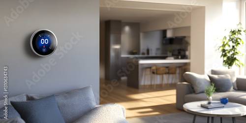 Smart Thermostat in Modern Living Room | Home Automation Technology

