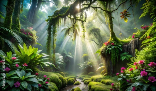 Immersive Jungle Life – Morning Dew on Ferns, Vines, and Moss-Covered Stones – Ultra HD Nature Scene