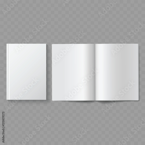 Blank Book Mockup with Open Pages Vector