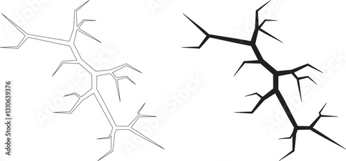 outline silhouette wall crack icon set