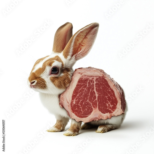 A Rabbit with One Ear Missing Resembling a Meat Cut photo