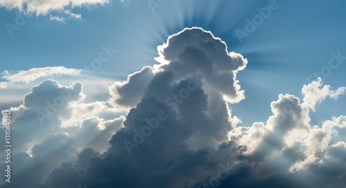 Clouds and Sunlight Rays Shining Through, Sky Landscape for Natural Beauty