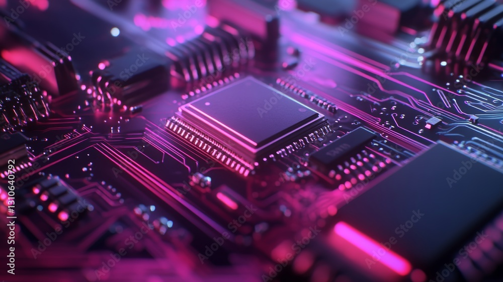 Close-up of semiconductor manufacturing with precision machinery and microchips, symbolizing advanced technology and electronics production Close-up of semiconductor manufacturing with precision machinery and microchips, symbolizing advanced technology and electronics production