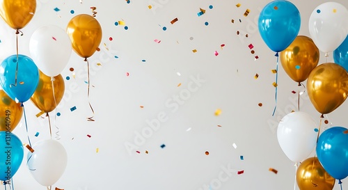 Festive Balloons and Confetti Background for Birthday Celebration or Party