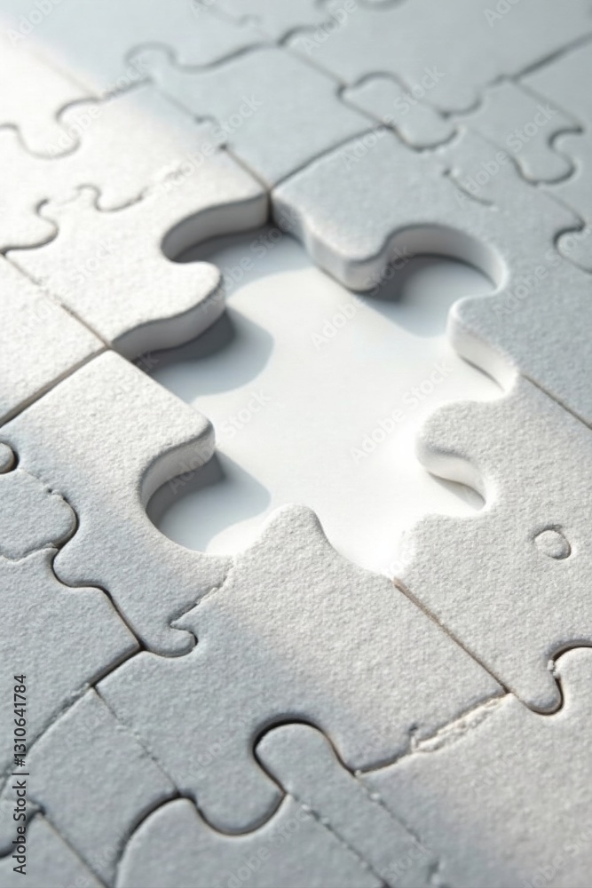 A solitary missing piece in a monochromatic jigsaw puzzle, symbolizing an incomplete task, a challenge awaiting resolution, or the pursuit of a missing element to achieve wholeness. A solitary missing piece in a monochromatic jigsaw puzzle, symbolizing an incomplete task, a challenge awaiting resolution, or the pursuit of a missing element to achieve wholeness.