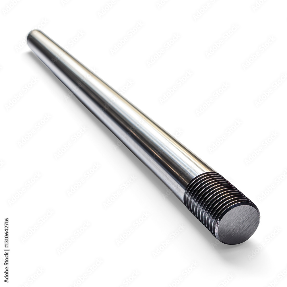 Metallic Threaded Rod on a Transparent Background Metallic Threaded Rod on a Transparent Background