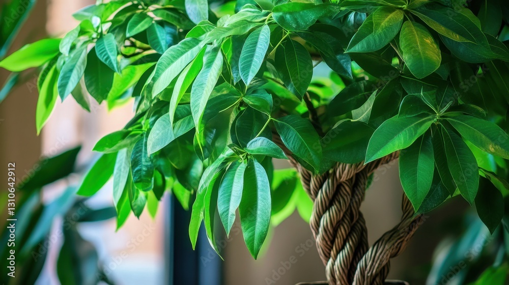 Fototapeta premium A fresh green plant growing in a pot